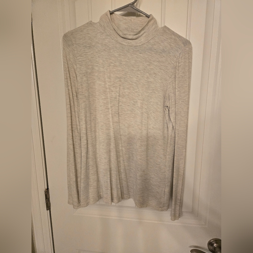 Cream mockneck long-sleeve top